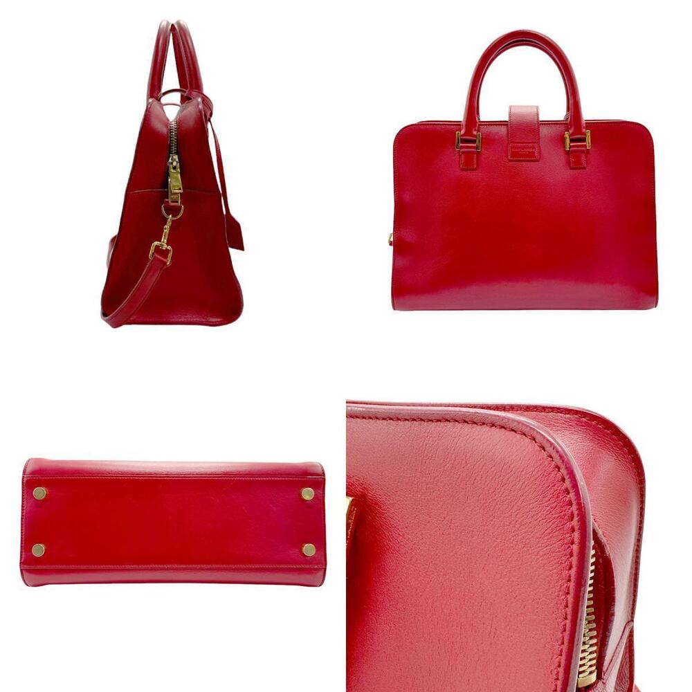 Saint Laurent Red Cabas Gold Leather Bag Handbag Baby Shoulder